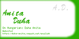 anita duha business card